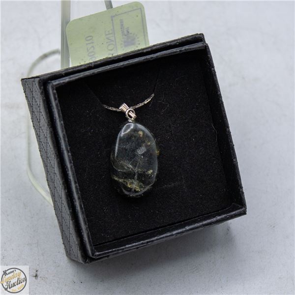 16" LONG NECKLACE SERPENTINE OVAL GEMSTONE