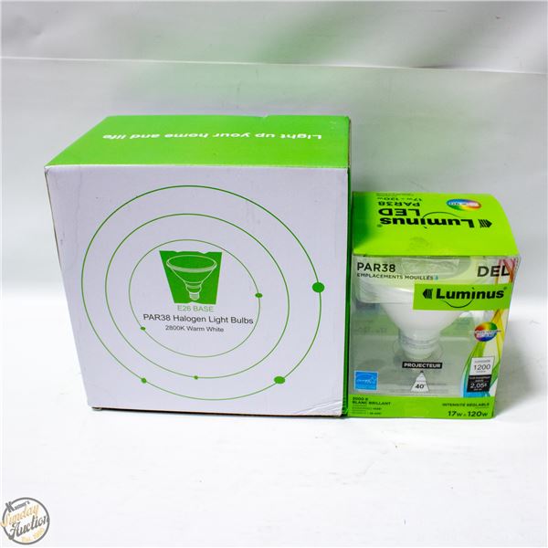 BOX OF NEW HALOGEN FLOOD LIGHT BULBS