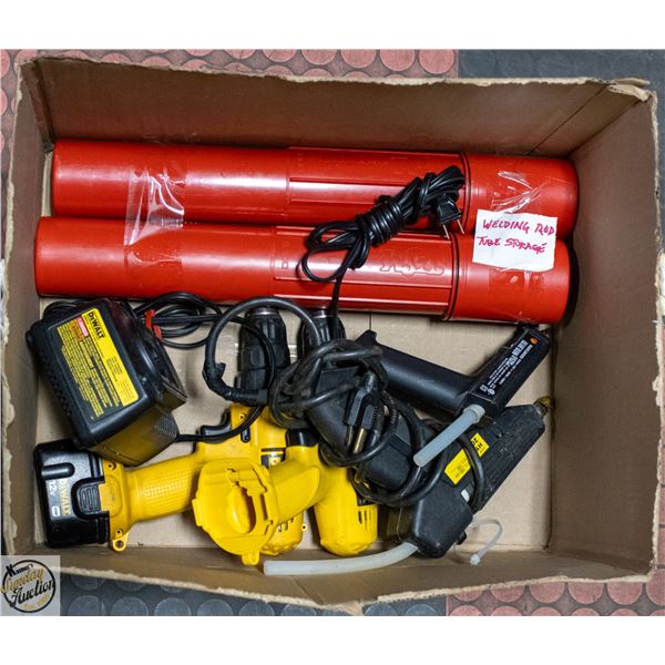 BOX OF TOOLS/WELDING ROD CASES
