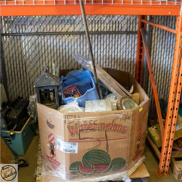 PALLET OF ESTATE HOUSEHOLD/GARAGE MISC