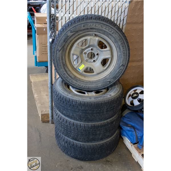 SET OF 4 TIRES 205/70R16 LOW TREAD ON STEEL RIMS