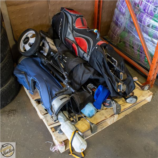 LOT OF 4 GOLF BAGS WITH ASSORTED CLUBS