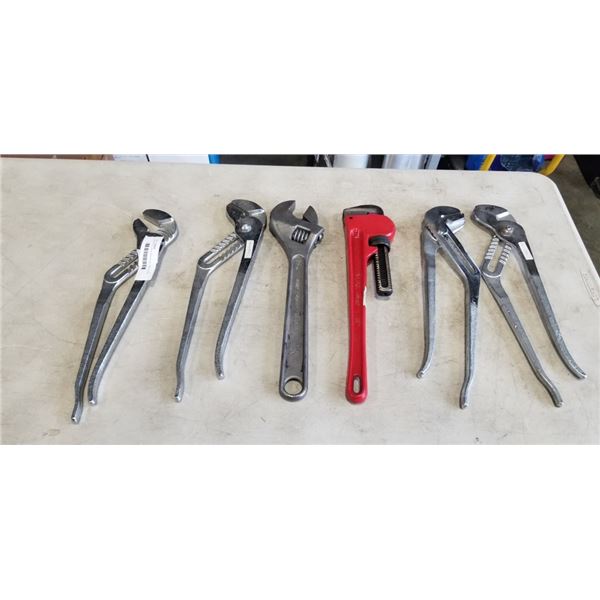 ASSORTED LARGE WRENCHES, AND PLIERS 16 INCH