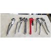 Image 1 : ASSORTED LARGE WRENCHES, AND PLIERS 16 INCH