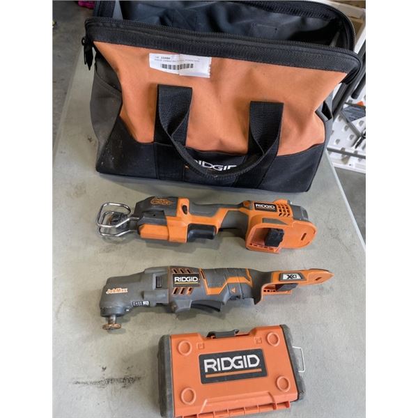 RIDGID JOBMAX MULTI-TOOL POWER BASE AND RIDGID 18V RECIPROCATING SAW IN RIDGID WORK BAG