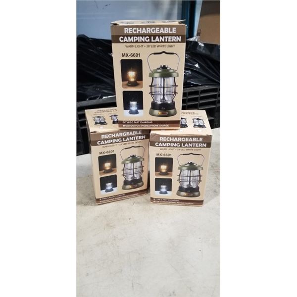 3 RECHARGEABLE CAMPING LANTERNS