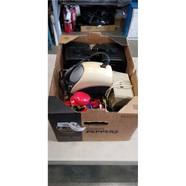 PACIFIC DESK SPEAKERS, CITIZEN CD PLAYER, VITAGE CLOCKS, MARIO FIGURINE