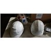 Image 3 : BOX WITH 3 HARDHATS, TOOLBAG, AND BOXES OF SCREWS