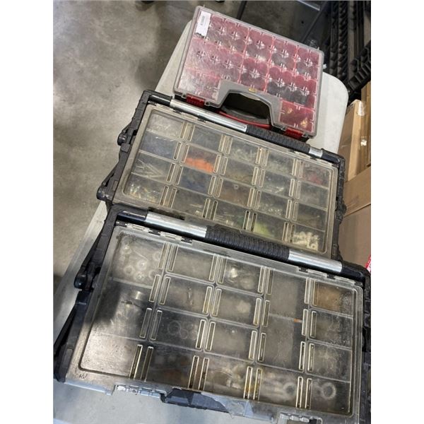 2 HUSKY TOOL BOXES W/ CONTENTS AND PARTS BIN