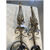 Image 2 : PAIR OF DECORATIVE WROUGHT IRON WALL SCONCES AND HORSE TACK