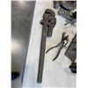 Image 2 : BOX OF TOOLS INCLUDING WRENCH, STANLEY BAILEY SMOOTHING PLANE ETC