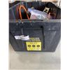 Image 4 : STRONGBOX PLASTIC TOTE WITH MAKITA DC18RC LITHIUM CHARGER, MILWAUKEE DRILL DRIVER, IMPACT DRIVER, MO