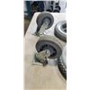 Image 3 : PAIR OF COLSEN 6X2 SWIVEL CASTORS AND 12 1/2 INCH TIRES WITH RIM