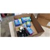 Image 2 : TRAY OF BETTER BOAT ITEMS INCLUDING ANCHOR KIT, 3 TRAILER HITCH BALLS, TRAILER JACK FOOT PLATE, STER