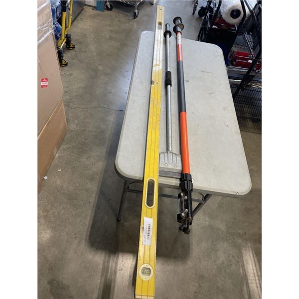 APPROX 6.5FT LEVEL, SCRAPER, AND POWER EXTENSION POLE