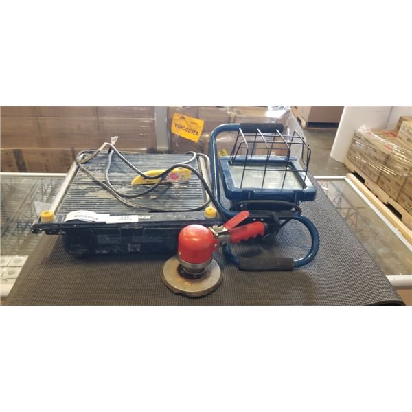 MASTERCRAFT TILE SAW AND WORK LIGHT, AIR SANDER
