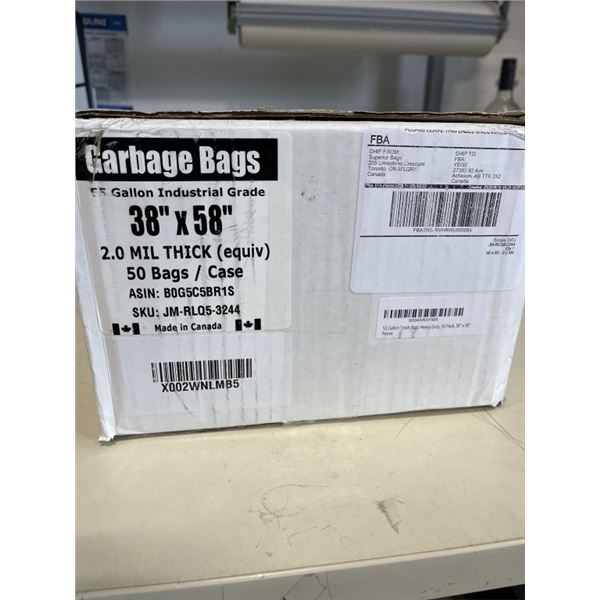 50 INDUSTRIAL GRADE 55 GALLON GARBAGE BAGS. 38" X 58"