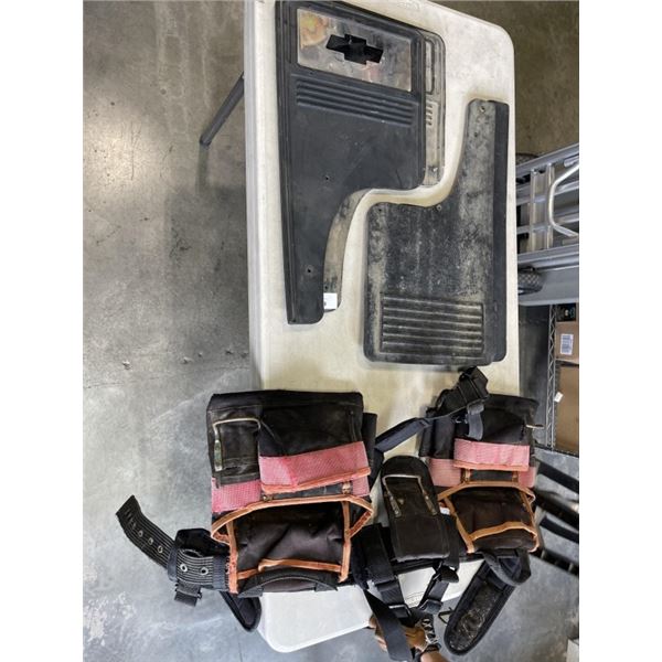 SET OF 4 CHEVY MUD FLAPS AND TOOL BELT