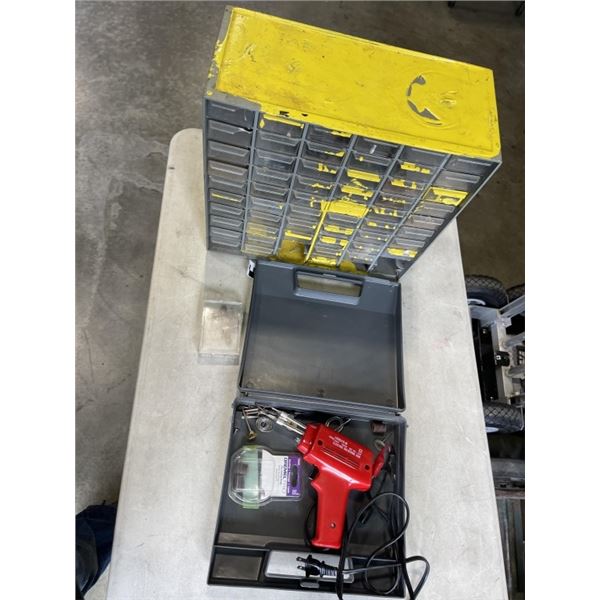SOLDERING GUN AND PARTS ORGANIZER WITH CONTENTS