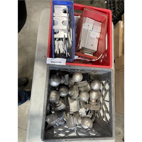 2 CRATES  OF ALUMINUM FENCING SHINS, TOPPERS, ETC