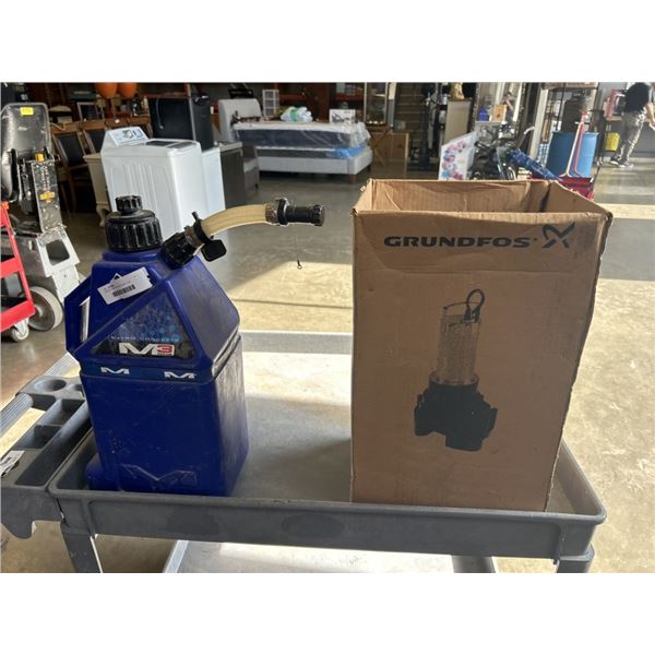 LARGE SUMP PUMP AND JERRY CAN