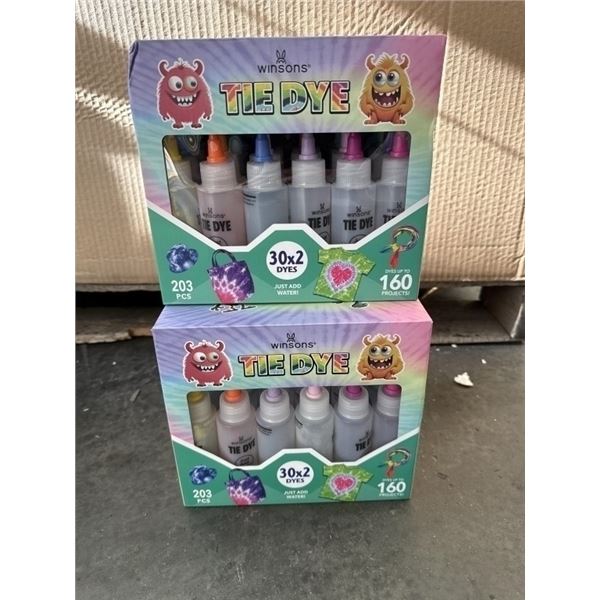 2 NEW WINSONS TIE DIE KITS, 203PC EACH, 30 DIES EACH, RETAIL VALUE $75