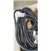 Image 2 : APPROX 25 FEET HEAVY DUTY BLACK LIGHTED EXTENSION CORD, 10AWG/3C, AND A 3 OUTLET EXTENSION CORD. 12A