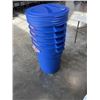 Image 2 : 5 NEW RUBBERMAID ROUGHNECK 121 LITRE BLUE GARABGE CANS WITH LIDS