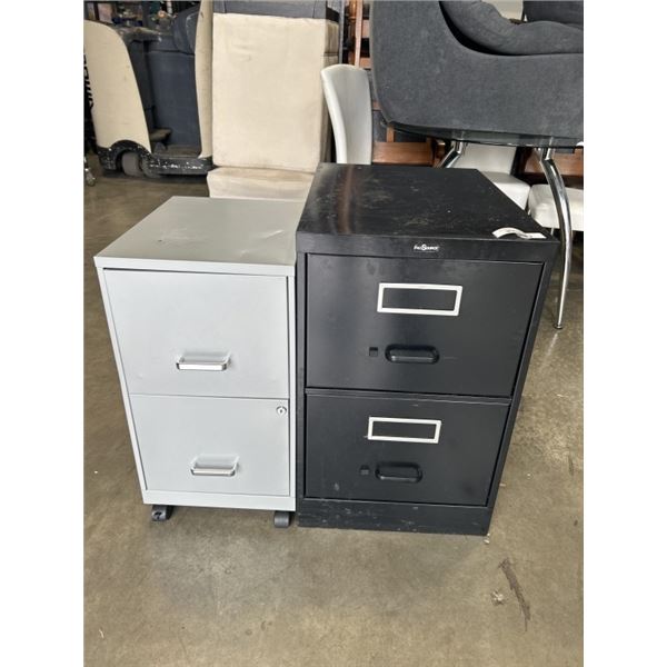 2 DRAWER ROLLING FILE CABINET AND BLACK 2 DRAWER CABINET