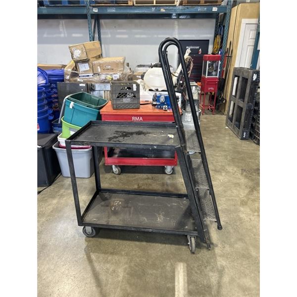 ROLLING METAL WAREHOUSE CART WITH LADDER