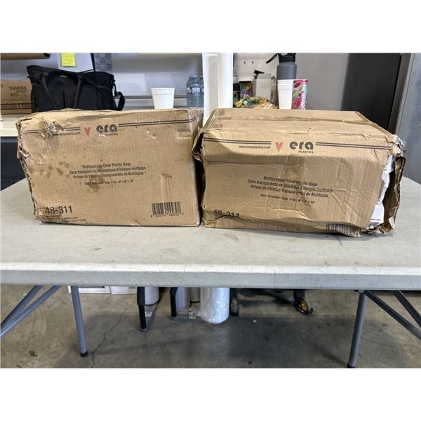 2 CASES ERA PLASTIC MULTIPURPOSE CLEAR PLASTIC BAGS. 8" X 4" 18". 1000 PCS PER CASE
