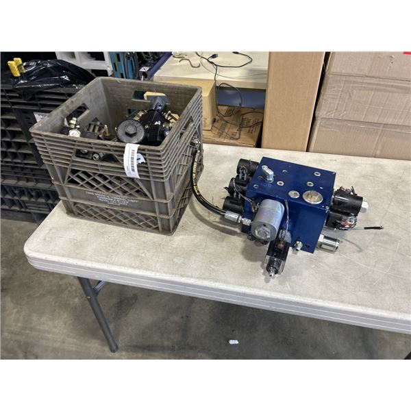 HYDRAULIC FLUID PUMP AND ASSORTED FITTINGS