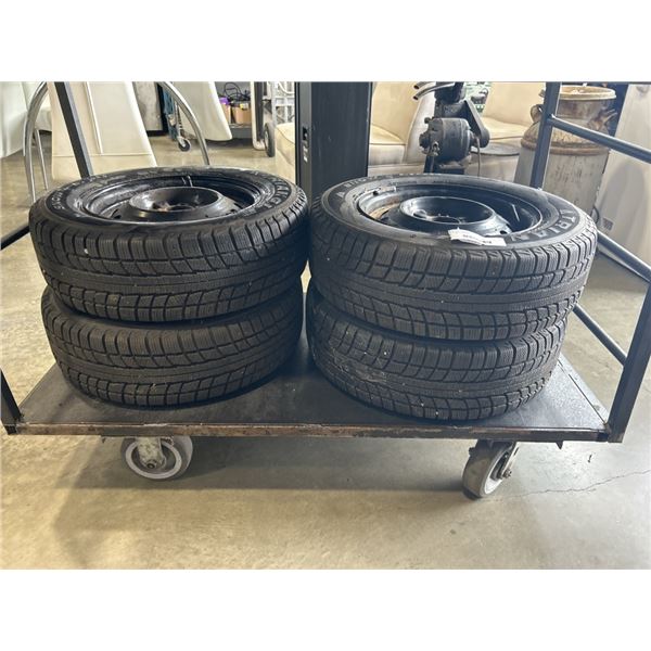 SET OF 4 TRIANGLE SNOW LION 175/70R13 SNOW TIRES ON 4 BOLT RIMS