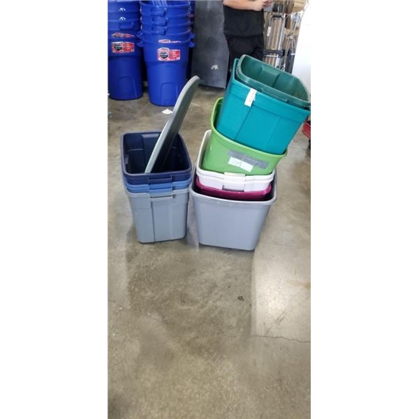 LARGE LOT OF ASSORTED STORAGE TOTES, 1 LID