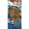 Image 2 : VINTAGE METAL GAS CAN AND BLUE PLASTIC  BARRELL