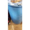 Image 3 : VINTAGE METAL GAS CAN AND BLUE PLASTIC  BARRELL