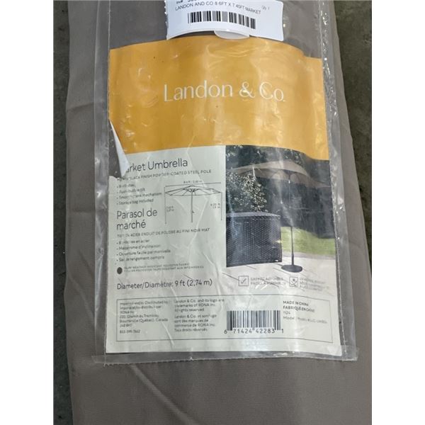 LANDON AND CO 8.6FT X 7.45FT MARKET UMBRELLA WITH POLE