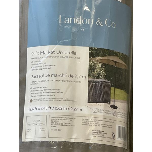 LANDON AND CO 8.6FT X 7.45FT MARKET UMBRELLA WITH POLE