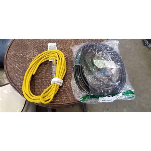 2 APPROX 25 FEET HEAVY DUTY EXTENSION CORDS. 14AWG/3C AND 12AWG/3C