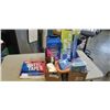 Image 1 : TRAY OF BETTER BOAT ITEMS INCLUDING CLAMP ON SWIVEL BOAT SEAT, ANCHOR BUOY, BOAT TRAILER BUNK CARPET