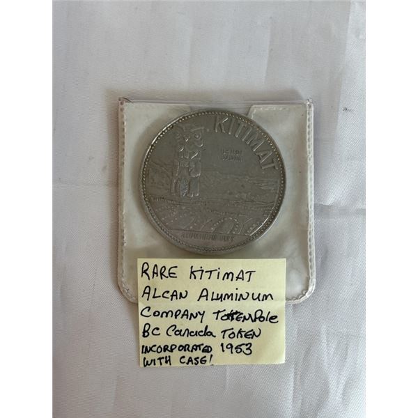 RARE KITIMAT ALCA ALUMINUM COMPANY TOTUM POLE BC CANADA TOKEN INCORPORATED 1953 W/ CASE (TOTEM POLE)