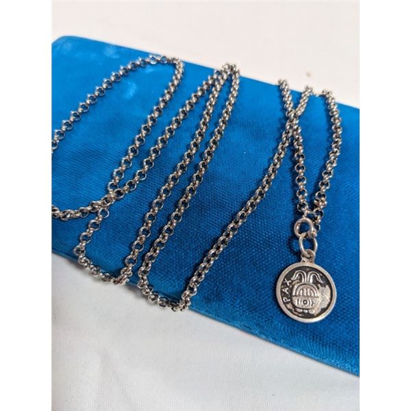 MEXICAN 950 STERLING SILVER PENDANT W/ CHAIN NECKLACE