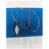 Image 2 : ITALY 925 STERLING SILVER CHAIN W/ DOUBLE SIDE STONE PENDANT NECKLACE