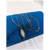 Image 3 : ITALY 925 STERLING SILVER CHAIN W/ DOUBLE SIDE STONE PENDANT NECKLACE