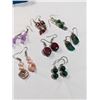 Image 3 : 7 VINTAGE MISC AND VARIOUS PAIRS OF DANGLE EARRINGS, SOME WITH REAL STONES