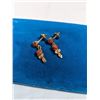 Image 2 : PAIR OF HAND CRAFTED EARRINGS W/ GOLD STONES, UNMARKED