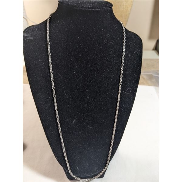 LONG 925 STERLING SILVER CHAIN NECKLACE, TWISTED 24" LENGTH