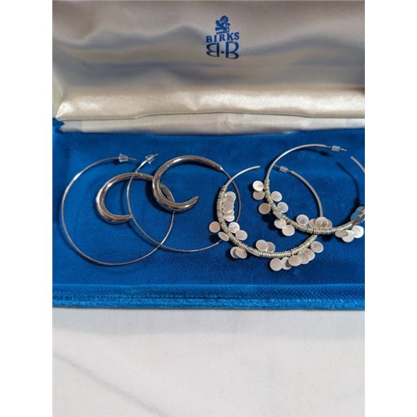 2 PAIRS OF LARGE SILVER EARRINGS
