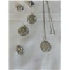 Image 3 : 6 STERLING SILVER 925 PENDANTS AND 16" STERLING CHAIN