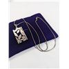 Image 1 : TARAXCA STAINLESS STEEL PENDANT W/ 925 STERLING SILVER SNAKE SKIN CHAIN NECKLACE